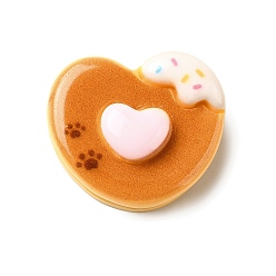 Сердце Кабошон из непрозрачной смолы с рисунком в виде отпечатка лапы, сердце, 19.5x22x8 мм