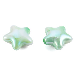 Medium Sea Green UV Plating Rainbow Iridescent Acrylic Beads, Star, Medium Sea Green, 20x22x10.5mm, Hole: 3.2mm