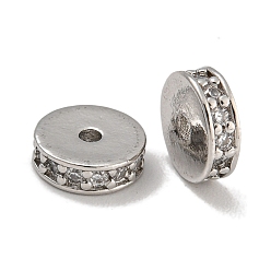 Прозрачный Стойки обшивки латунь микро проложить кубического циркония бусы, без свинца и без кадмия, платина, долговечный, круглые, прозрачные, 8x2.5 мм, отверстие : 1.5 мм