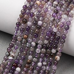 Аметист Нити из натуральных шевронных аметистовых бусин, круглые, 4 мм, отверстие : 0.8 мм, около 103 шт / нитка, 15.7 дюйм