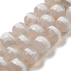 Striped Pattern Тибетского стиля DZI бисер нитей, натуральные и крашеные шарики агата, круглые, снег, полосатый рисунок, 10 мм, отверстие : 1.4 мм, около 37 шт / нитка, 14.57'' (37 см)