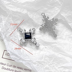 Cross Платинового сплава подвески, чёрные, крестик, 22x29 мм