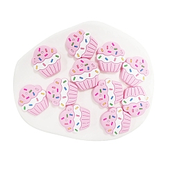 Бледно-Розовый Чашка для торта, пищевые экологически чистые силиконовые бусины, розовый жемчуг, 29x28 мм, отверстие : 3 мм