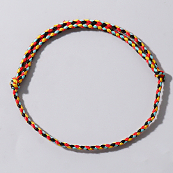 Colorful Summer Beach Adjustable Braided Cotton Cord Anklets for Men Women, Colorful, 12-5/8 inch(320mm)