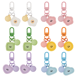 Mixed Shapes 12шт. 6 стили брелоков из полимерного сплава, для украшения сумки, разнообразные, 61~66 мм, 2 шт / стиль
