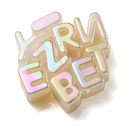 Светлый Золото-желтый Непрозрачные радужные переливающиеся акриловые бусины, случайная буква, светлый золотарник желтый, 21x8.5~20.5x15 мм, отверстие : 4 мм, около 90~100 шт / упаковка