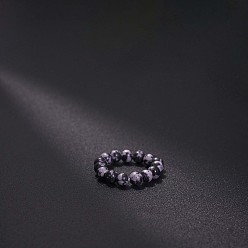 Снежный Обсидиан Эластичные кольца из натурального снежного обсидиана, круглые, бусины : 4 мм, внутренний диаметр: регулируемый