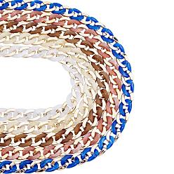 Gemischte Farbe Handgemachte ccb kunststoff kante kante, mit Acrylverbindungsringen, Nachahmung Edelstein, für die Herstellung von Handtaschenketten, golden, Gemischte Farbe, Link: 22~23x16~17x5 mm, 39.37 Zoll (1 m)/Strang, 5 Stränge / Satz