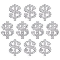 Кристалл 10шт. вышитые стразами нашивки из самоклеящейся нити для пришивания/приклеивания утюгом, аппликации из ткани, доллар, кристалл, 80x56x1.5 мм