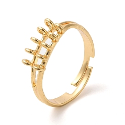 Real 18K Gold Plated Adjustable Brass Ring Bases, with 10 Loops, Nickel Free, Real 18K Gold Plated, 2.8~4mm, Hole: 1.5mm, Inner Diameter: 17mm