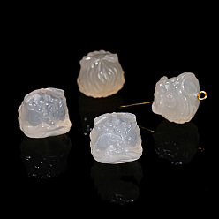 Old Lace Natural Agate Carved Beads, Dyed, Lion Heads, Old Lace, 15mm, Hole: 1.2mm