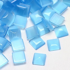 Светло-Голубой Кабошоны кошачьего глаза, квадратный, Небесно-голубой, 10x10x2.5 мм