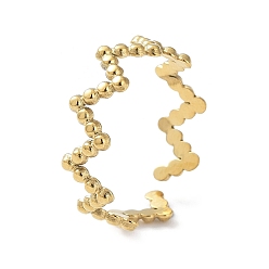 Настоящее золото 18K 304 открытые манжеты из нержавеющей стали, волна, реальный 18 k позолоченный, размер США 6 3/4 (17.1 мм)