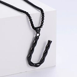 Letter U Стильные ожерелья с подвесками из нержавеющей стали, чёрные, Буква U
