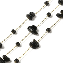 Black Onyx Ионное покрытие (ip) 304 цепи для канцелярских скрепок из нержавеющей стали, с подвеской, реальный 18 k позолоченный, чип, пайки, с катушкой, 2.5x1x0.1 мм, около 32.81 футов (10 м) / рулон