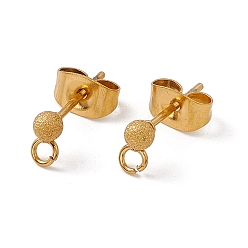 Золотой 304 Выводы серьги из нержавеющей стали шпилька, с ушными гайками и горизонтальными петлями, , круглые, золотые, 6x3 мм, отверстие : 1.6 мм, штифты : 0.7 мм