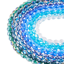 (52) Непрозрачная лаванда 9 нити 9 цвета прозрачные гальванические стеклянные бусины нити, с покрытием AB цвета, граненые, слеза, разноцветные, 8x6 мм, отверстие : 1.2 мм, около 65~67 шт / нитка, 20.08'' (51 см), 1 нить / цвет