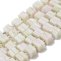 Кукурузный Шелк Бусины лэмпворк ручной работы, со стеклянными бусинами-спейсерами, квадратный, цвет колоса кукурузы, 6x6x5~5.5 мм, отверстие : 0.9 мм, около 54~55 шт / нитка, 15.75~15.94'' (40~40.5 см)