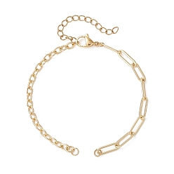 Золотой Изготовление браслетов из латуни с комбинированными цепочками, золотые, 6.93 дюйм (17.6 см)