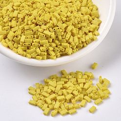 (HTL2311) Matte Opaque Canary MIYUKI Half TILA Beads, Japanese Seed Beads, 2 Hole, (HTL2311) Matte Opaque Canary, 5x2.3x1.9mm, Hole: 0.8mm, about 12500pcs/500g