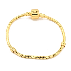 Настоящее золото 18K 2.5мм латунные круглые браслеты в европейском стиле со змеиной цепочкой для изготовления ювелирных изделий, с застежками, без кадмия, без никеля и без свинца, реальный 18 k позолоченный, 7-1/8 дюйм (18.2 см)