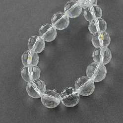 Clear Transparent Glass Bead Strands, Faceted(96 Facets), Round, Clear, 12mm, Hole: 2mm, about 50pcs/strand, 22.4 inch
