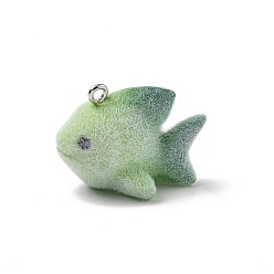 Fish Кулоны из флокированной смолы, с железной платиной петлей, рыба, 21x16x27.5 мм, отверстие : 2 мм
