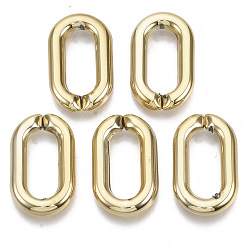 Golden CCB Plastic Linking Rings, Quick Link Connectors, For Jewelry Paperclip Chains, Drawn Elongated Cable Chains Making, Oval, Golden, 27x16.5x4.5mm, Inner Diameter: 7.5x18mm