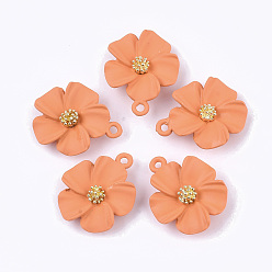 Коралловый Акриловые подвески краскораспылительные, цветок, коралл, 23.5x19.5x6 мм, отверстие : 1.8 мм
