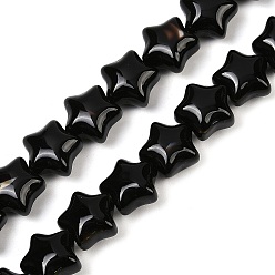 Черный Ручной работы тысячецветник стеклянные бусины нитки, звезда, чёрные, 11~12x12x7~8 мм, отверстие : 0.8 мм, около 49~50 шт / нитка, 19.88~20.28'' (50.5~51.5 см)