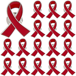 Красный 25 шт. броши из сплава с эмалью, осведомленности ленты, красные, 26~26.5x21 мм