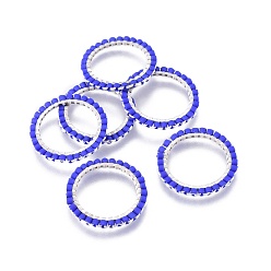 Синий Японский бисер miyuki & toho ручной работы, с посеребренными 304 кольцами из нержавеющей стали, Ткацкий станок, кольцо / круг, синие, 18~19x1.7 мм, внутренний диаметр: 14 мм