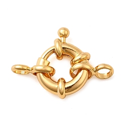 Настоящее золото 18K Латунная застежка пружинного кольца, без никеля , реальный 18 k позолоченный, 15x11.5x4.5 мм