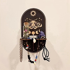 Insects Украшения для стен из дерева, плавающая полка, подвесной подсвечник, держатель маятника для биолокации, чёрные, моль, 210x110 мм