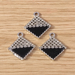 Rhombus Подвески из эмали и сплава, со стразами, платина, ромб, 21x16 мм, 10 шт / комплект