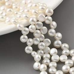 Old Lace Natural Cultured Freshwater Pearl Beads Strands, Top Drilled, Half Round, Old Lace, 5~6mm, Hole: 0.5mm, about 47pcs/strand, 8.66 inch(22cm)
