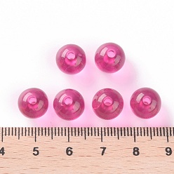 Fuchsia Transparent Acrylic Beads, Round, Fuchsia, 10x9mm, Hole: 2mm, about 940pcs/500g