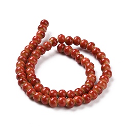 Red Handmade Fancy Antique Glazed Porcelain Ceramic Round Beads Strands, Red, 6mm, Hole: 2mm, about 60pcs/strand, 12.59 inch