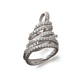 Платинированный 925 спиральные подвески из стерлингового серебра с прозрачным кубическим цирконием, Реальная платина, 17x14x13 мм, отверстие : 3.5 мм