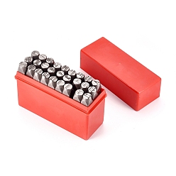 Платина Набор штампов железной печати, для тиснения металла, дерево, Пластиковый, кожа, Больше, включая буквы a ~ z и амперсанд, платина, 64.5x10.5x10.5 мм, 27 шт / коробка