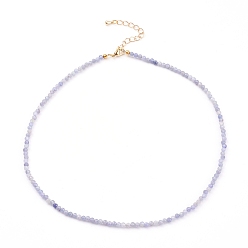 Танзания Бусы из натурального танзанита, с латунными карабин-лобстерами , золотые, 15.94 дюйм (40.5 см)