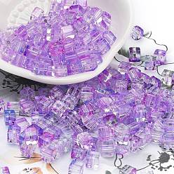 Лиловый Спрей роспись стекла бисер, круглое отверстие, кубические, сирень, 4~4.5x4~4.5x4~4.5 мм, отверстие : 1.4 мм, Около 1800 шт / фунт