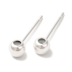 Посеребрённый Поиск серег-гвоздиков из латуни, без свинца и без кадмия, круглые, 925 серебро покрытием, 16x4 мм, отверстие : 0.9 мм, штифты : 12x1 мм