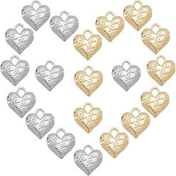 Platinum & Light Gold 20 шт 2 цвета подвески из сплава, без кадмия и без свинца, сердце со словом "love", платина и светлое золото, 16.5x16x5 мм, отверстие : 4x3.5 мм, 10 шт / цвет