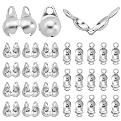 Нержавеющая Сталь Цвет 600 шт. 2 стили 304 наконечники из нержавеющей стали с гладкой поверхностью, Калотте заканчивается, крышка раскладушки, цвет нержавеющей стали, 6x4 мм, отверстие : 1 мм, внутренний диаметр: 2~3.5 мм