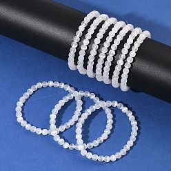 Селенит Браслет из круглых бусин натурального селенита, внутренний диаметр: 2-1/4~2-3/8 дюйм (5.65~6.05 см), бусины : 6.5 мм