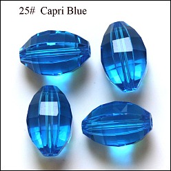 Озёрно--синий Имитация Австрийские кристаллические шарики, класс AAA, граненые, овальные, Плут синий, 6x9.5 мм, отверстие : 0.7~0.9 мм