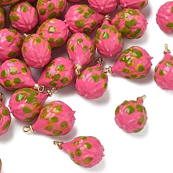 Питайи Подвески из непрозрачной смолы с изображением фруктов, с золотой латунной петлей, питайи, 19x12x10.5 мм, отверстие : 1.4 мм