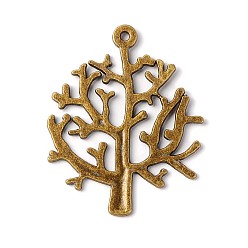 Antique Bronze Zinc Tibetan Style Alloy Pendants, Tree of Life Charms, Cadmium Free & Lead Free, Antique Bronze, 32x26x1mm, Hole: 1mm