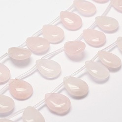Розовый Кварц Природного розового кварца нитей бисера, сверху просверленные бусы, квартира слеза, 20x15x6 мм, отверстие : 1.2 мм, около 20 шт / нитка